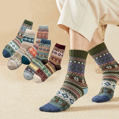 5 Pairs Mens Socks / Thermal Wool Winter Warm / Thick Nordic Novelty - Image 1 of 4