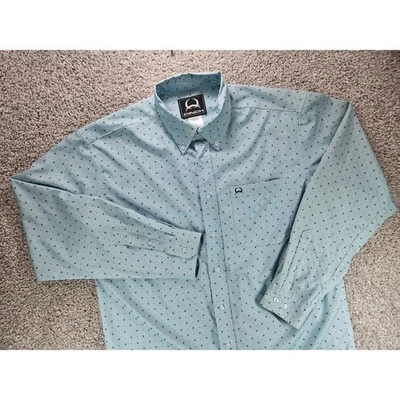 Camisa Cinch Para Hombres Manga Larga Con Botones Azul Estampado Geométrico Talla L Foto 1 de 4