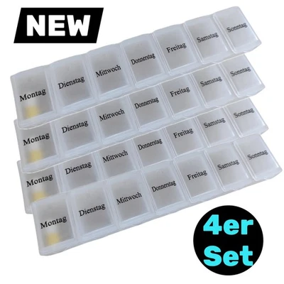 4x Pillendose Set Pillenbox Tablettendose Tablettenbox Medikamentenbox 4 Wochen - Bild 1 von 4