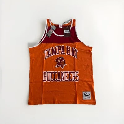 Camiseta sin mangas Mitchell & Ness para hombre Tampa Bay Buccaneers NFL Heritage color bloqueado Foto 1 de 4