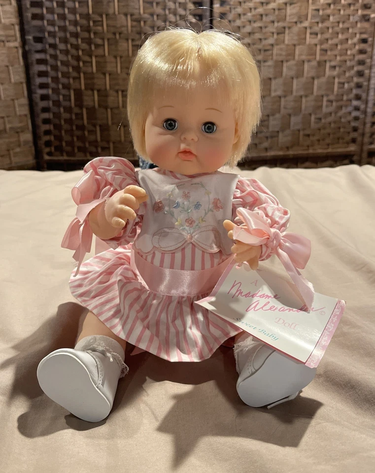 Boneca bebê Madame Alexander "Sweet Baby" 13 polegadas olhos loiros fechados/abertos - Imagem 1 de 1