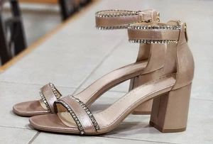 Adrienne Vittadini "Asti" Rhinestone Heeled Dress Sandals Sz 8.5 EUC - Picture 1 of 11
