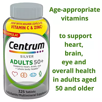 Centrum Silver Adults 50+ Multivitamins Heart-Brain-Eye health  325 tabs - Image 1 of 4