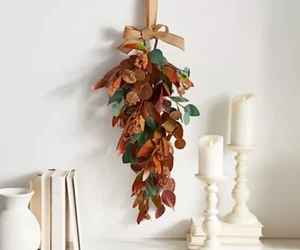 24" Eucalyptus Faux Leaf Teardrop by Valerie Home Wall Decor Autumn H229857 - Picture 1 of 4