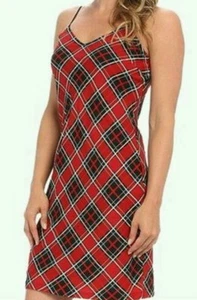 NEW! Michael Kors Frontier Plaid Slip Dress Red Currant/Black Size 10, 12* - Picture 1 of 6
