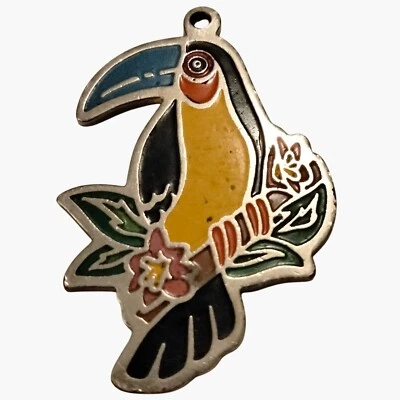 Dije colgante esmalte pájaro tucán diseño tropical artesanía accesorio fabricación de joyas Foto 1 de 3