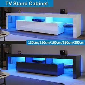 TV Cabinet Entertainment Unit RGB LED Gloss Furniture 130/150/160/180/200cm - Picture 1 of 49