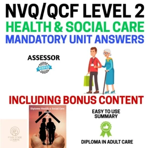 NVQ Level 2 QCF Diploma In Health and Social Care, Mandatory Unit Answers 2024 - Picture 1 of 1