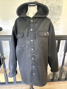 Dickies Black Hooded Canvas Fleece Lined Work Jacket Sz Large 42-44 - Picture 1 of 3
