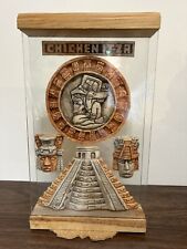 Mayan Carving Chichenitza Pyramid Statues Calendar Name Glass Stone Wood Display