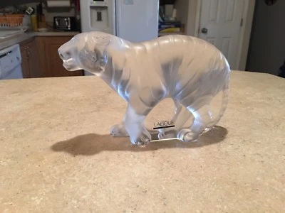 Lalique Tigre de Bengala Francia Cristal Como Nuevo Escultura Esparcida Estatuilla Majestuosa Foto 1 de 4