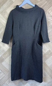 Laura Ashley Black & White Polka Dot Shift Dress Pockets High/Roll Neck Size 14 - Picture 1 of 22