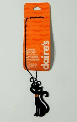 Claire's Halloween Black Cat on Ball Chain Necklace, Plastic - Image 1 of 2