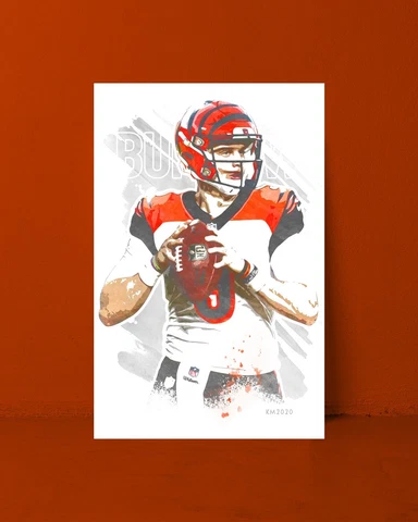 JOE BURROW watercolor painting art print/poster CINCINNATI BENGALS FREE S&H! Cover