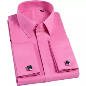 Para hombres Mangas Largas Camisas Puño Francés Negocios Trabajo Formal Vestido Camisa Multicolor - Imagen 1 de 18