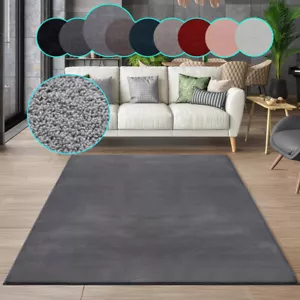Kurzflor Einfarbig Teppich Läufer Wohnzimmer Waschbarer Weich Rutschfest Einfarb - Bild 1 von 14