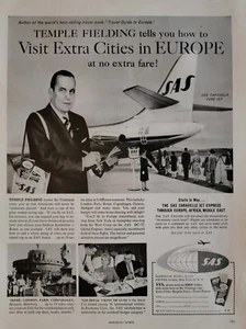 Anuncio de aviación SAS Scandinavian Airlines System 1959 vintage, Temple Fielding - Imagen 1 de 1