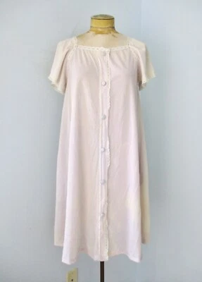 Vtg 60s Miss Elaine lilac nylon lace lingerie button robe peignoir pockets M - Image 1 of 4