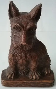 Scottie Terrier Dog Sitting Step Pressed Orna Wood Single Bookend Vintage 1940's - Picture 1 of 1