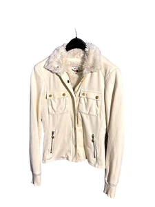 Twisted Heart Vintage Women's (P) Cream Shearling Collar 90s Jacket Zip-Up - Picture 1 of 8