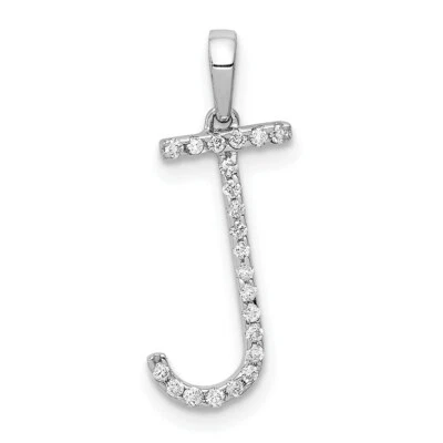 14k White Gold Diamond Initial J Pendant - Image 1 of 4
