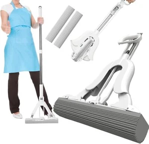 SUPER WONDER SPONGE MOP WITH + 3 FREE MOP HEADS FLOOR TELESCOPIC HANDLE CLEANING - Picture 1 of 18