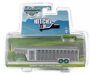 1:64 GreenLight *GRAY* Vertical 3 Hole Side LIVESTOCK TRAILER GREEN MACHINE - Picture 1 of 1