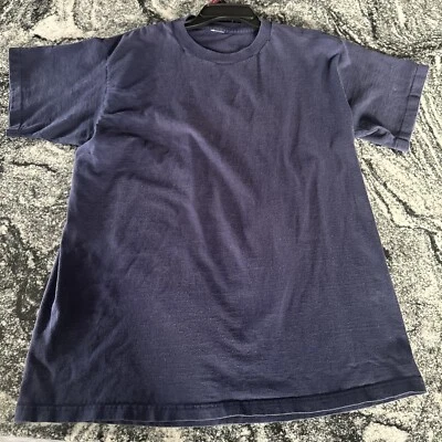 Camiseta vintage azul en blanco sin etiquetar para hombre L camiseta esencial lisa de peso pesado Y2K Foto 1 de 4