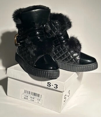 S-3 KE-DI Zapatos Talla 9 Mujeres Piel Botas para Nieve Negro DISEÑO Zapatos Informales Foto 1 de 4