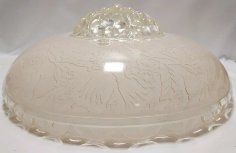 Vintage Pink Frosted Glass Ceiling Light Cover 3 Holes Floral Pink Undertones Cover