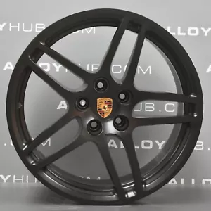 GENUINE PORSCHE MACAN S 95B 18 "PULGADAS SATINADA NEGRO LLANTAS DE ALEACIÓN X4,2014-2018 - Imagen 1 de 3