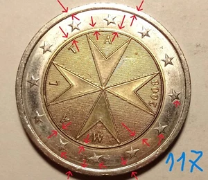 Malta,2 Euro Münze,2008 tolle sehr seltene Münzmarke Defekt - Bild 1 von 2