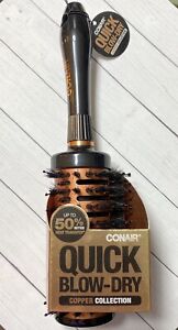 Conair Quick Blow Dry Hair Brush Round Copper Collection Dual Sided Barrel 