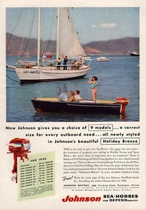 Johnson Javelin 1956 motor fueraborda ""Holiday Bronze"" anuncio en color original - Imagen 1 de 1