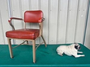 1960's Vintage Sturgis Posture Armchair Metal Vinyl Office Government Courthouse - Picture 1 of 14
