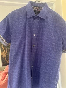 Mens Bugatchi NWOT Purple s/s shirt W/contrasting Cuffs L - Picture 1 of 3