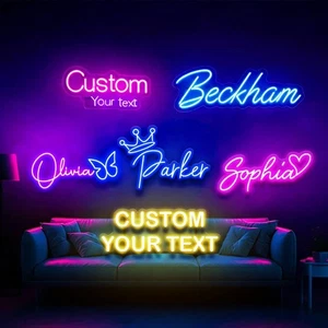 Personalized Neon Light Sign Custom Name Wall Decor Wedding Gift Night Light - Picture 1 of 9