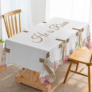 Hafangry He is Risen Tablecloth Easter Christian Cross 60 x 104, Multi-color  - Picture 1 of 5