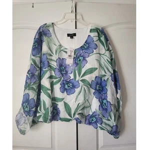 Karen Kane Going grün Blouson Leinen Schal Top Bluse 1X NEU geblümt - Bild 1 von 6