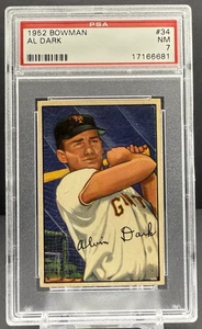 1952 Bowman Baseball Al Dark PSA 7 NM New York Giants Card #34 cc23 - Picture 1 of 3