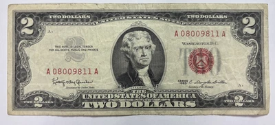 Series 1963 2 Dollar Bill Red Seal Circulated - Image 1 of 2