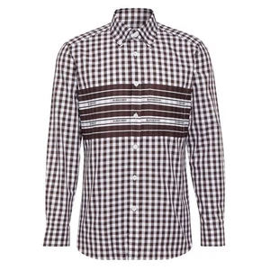 Burberry Cotton Poplin Dark Burgundy Check Shirt - Foto 1 di 4