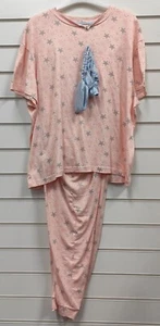 INDIGO SKY QUALITY LADIES PINK 4 PIECE STARS JERSEY PYJAMA SET UK SIZES 8-18 - Picture 1 of 2