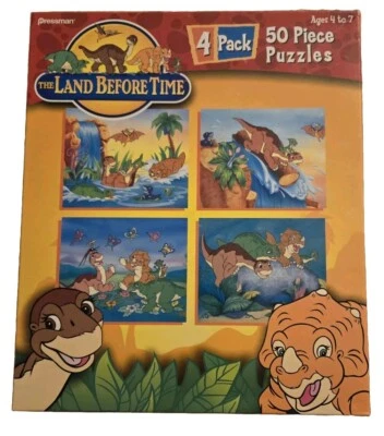 Pressman, pacote com 4 50 peças conjunto de quebra-cabeça The Land Before Time. 2003. Item # 4379 - Imagem 1 de 4