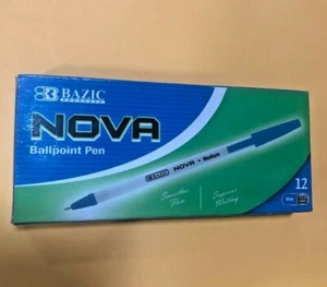 BALLPOINT PENS 12 PACK 1.0 MM BLUE BIRO PENS BOX OF 12 WRITING | HYT - Picture 1 of 3