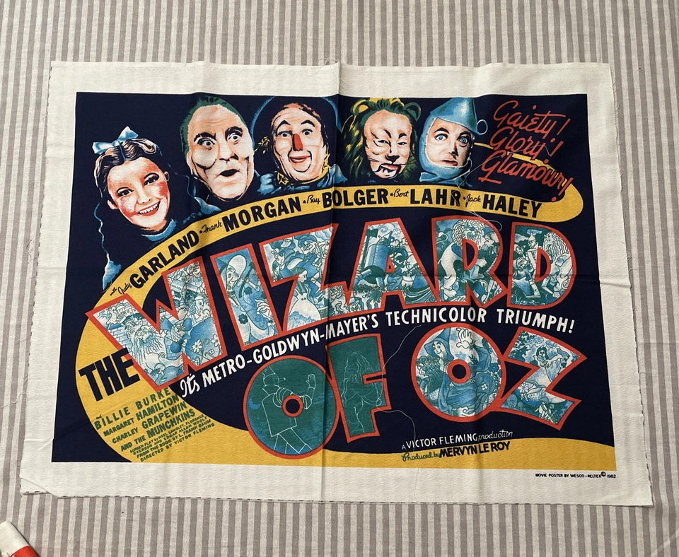 WIZARD OF OZ Wesco-Reltex Material MOVIE POSTER 1982 Fabric 22x30” - Image 1 of 2