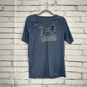 Under Armour Youth XL Navy Performance Logo Athletic Loose Fit Gym Training Tee - Picture 1 of 14