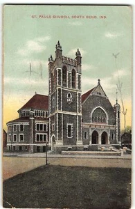 St Paul's Church, South Bend, Indiana - 1909 Postcard - Picture 1 of 2