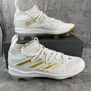 Adidas Adizero Afterburner 9 Mens Size 7 TPU Baseball Cleats White Gold IF9949 - Picture 1 of 11