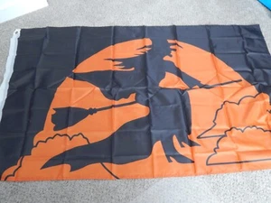 HAPPY HALLOWEEN HEXE 3X5 FUSS SAISONALE DEKOR FLAGGE POLYESTER HAUS OUTDOOR ORANGE - Bild 1 von 8